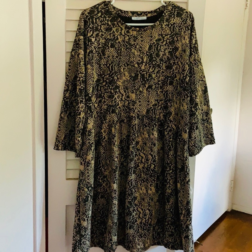 Zara Knit Midi Dress in Python Print